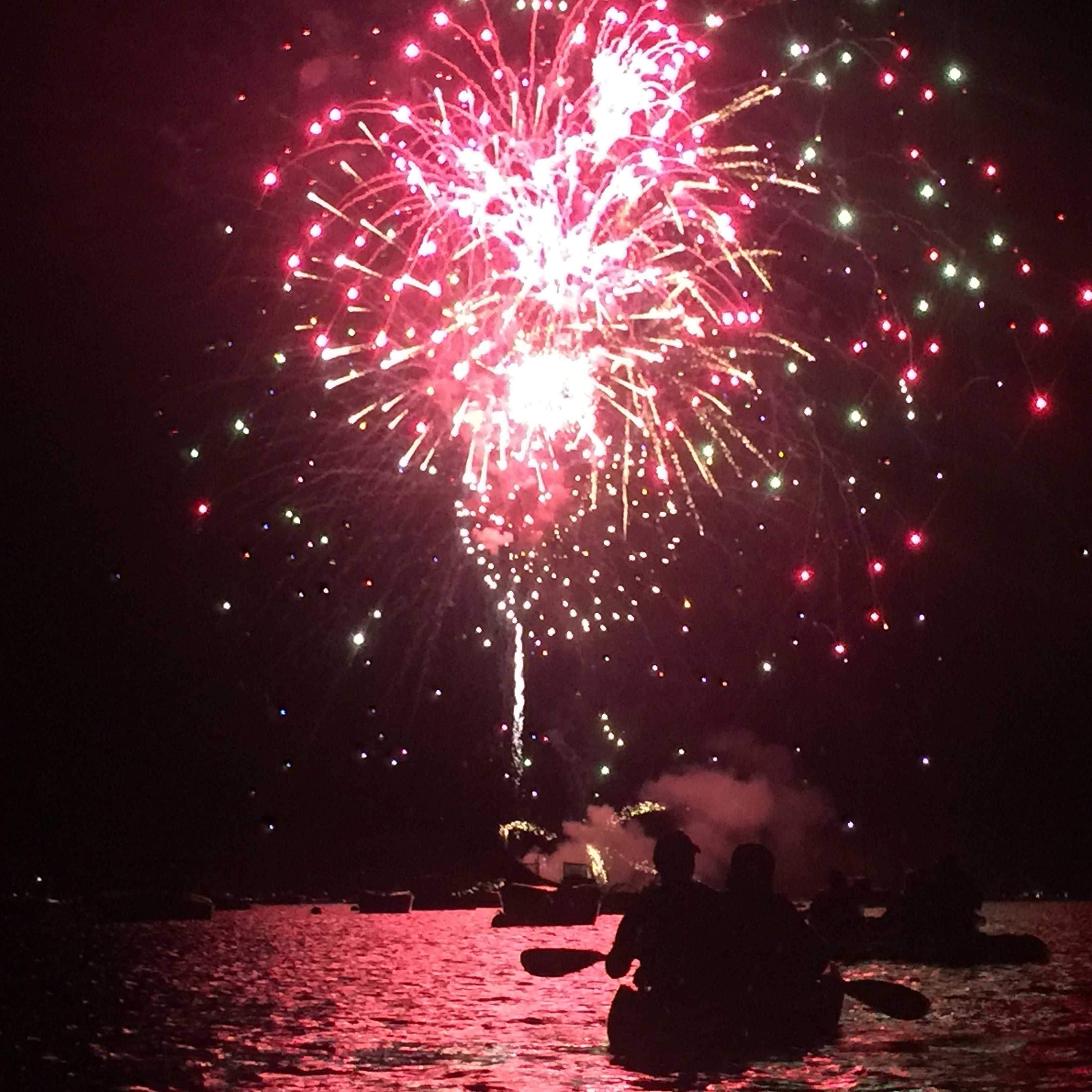 kayak tour under fireworks