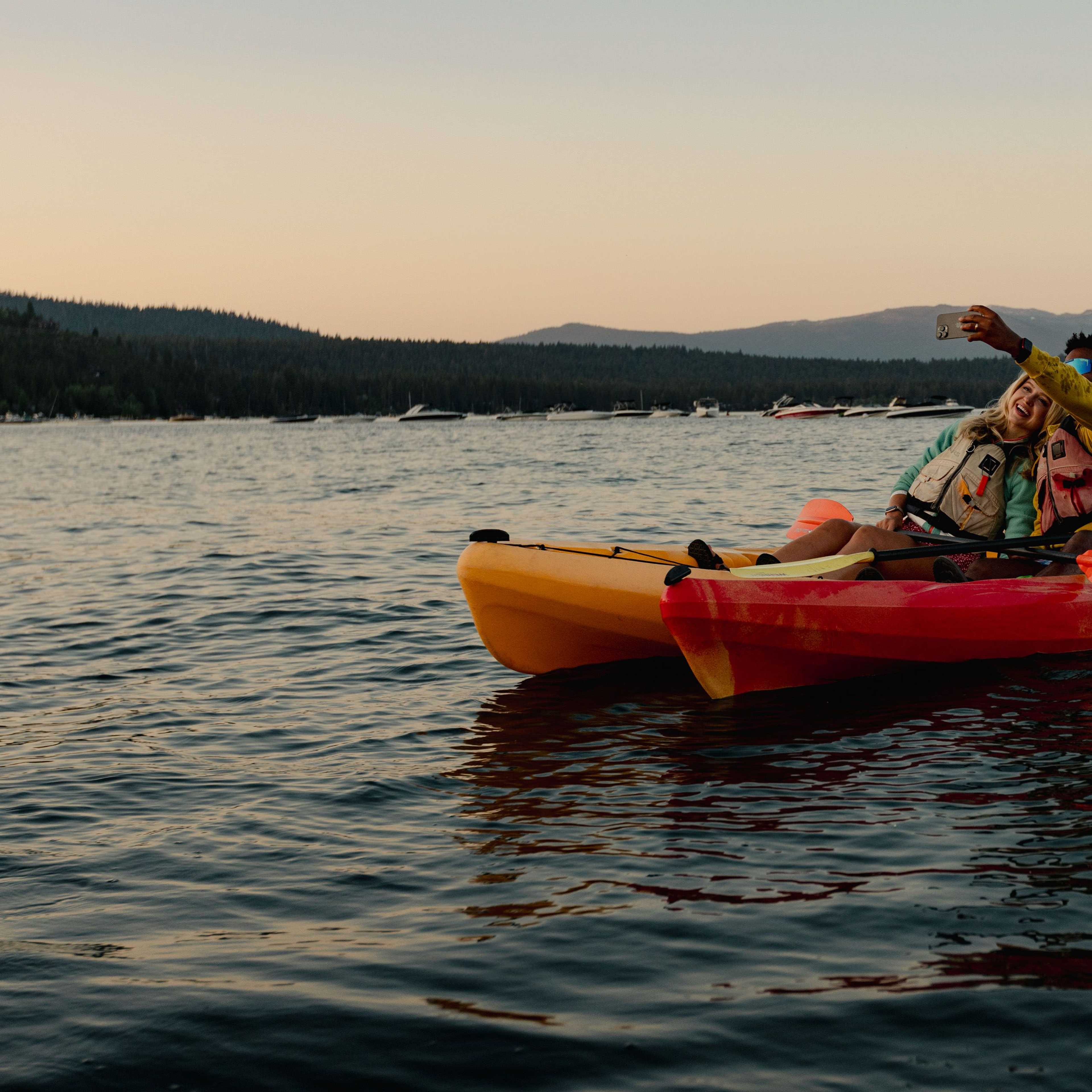 kayak while the sunsets on Lake Tahoe